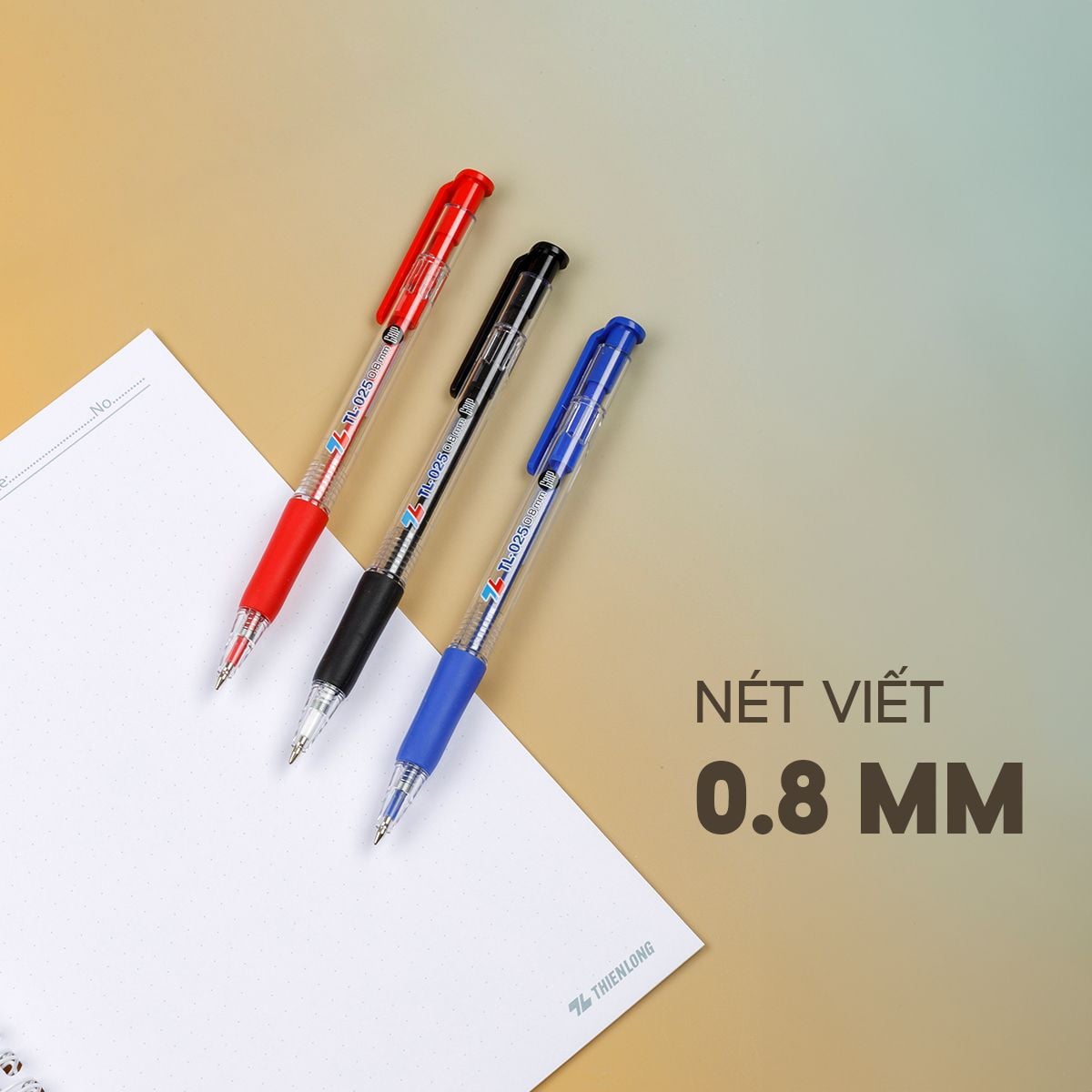 Bút bi Thiên Long TL-025 0.8mm (20) - Bút bi TL025 mực xanh/ đỏ/ đen