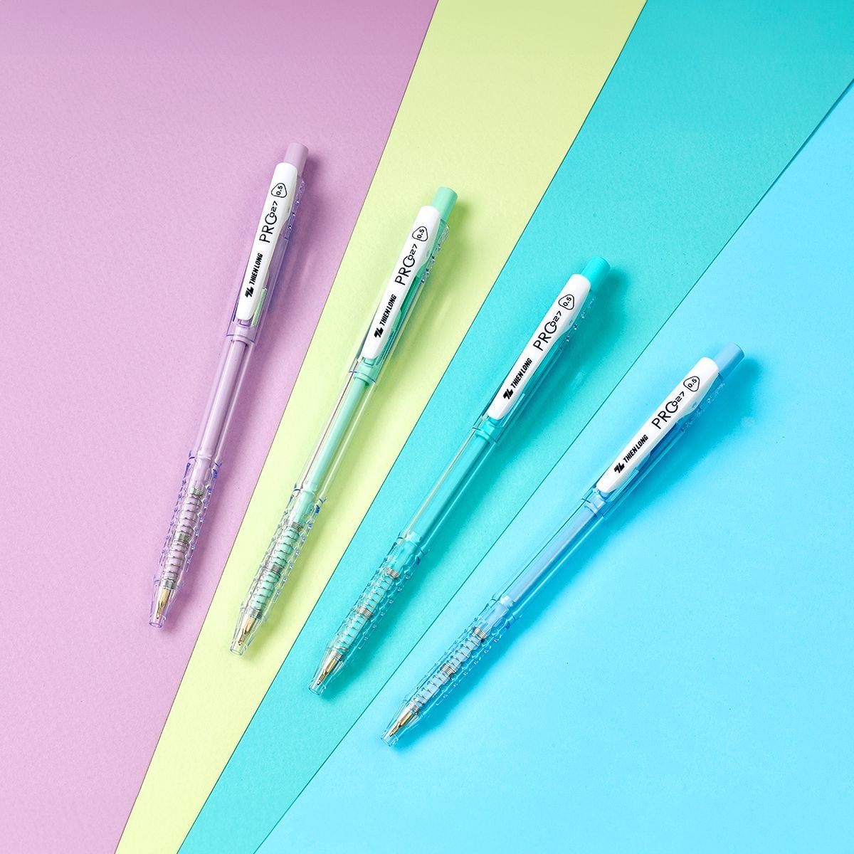 Bút bi Thiên Long TL-105 PRO 027 cán màu pastel 0.5mm (20) - Mực xanh/ đỏ/ đen - Bút bi TL105