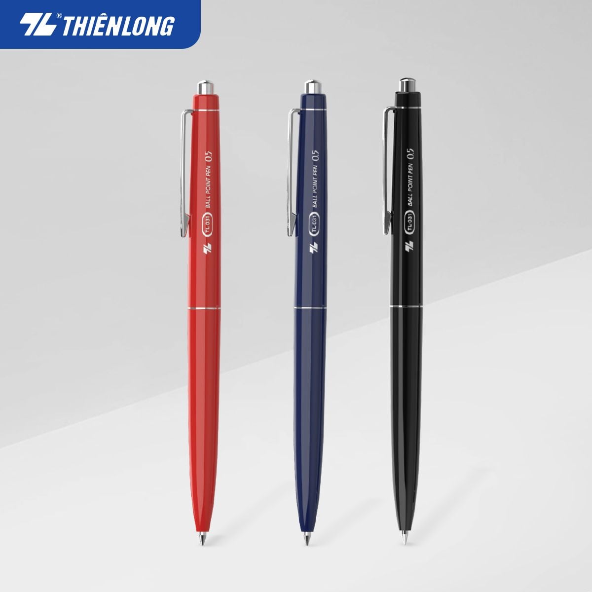 Bút bi Thiên Long TL-031 0.5mm (20) - Bút bi nét nhỏ TL031 Mực xanh/ đỏ/ đen