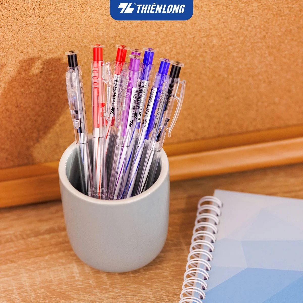 Bút bi Thiên Long TL-027 0.5mm (20) - Mực xanh/ đỏ/ đen/ tím TL027