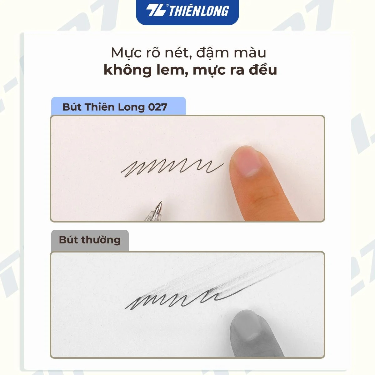 Bút bi Thiên Long TL-027 0.5mm (20) - Mực xanh/ đỏ/ đen/ tím TL027