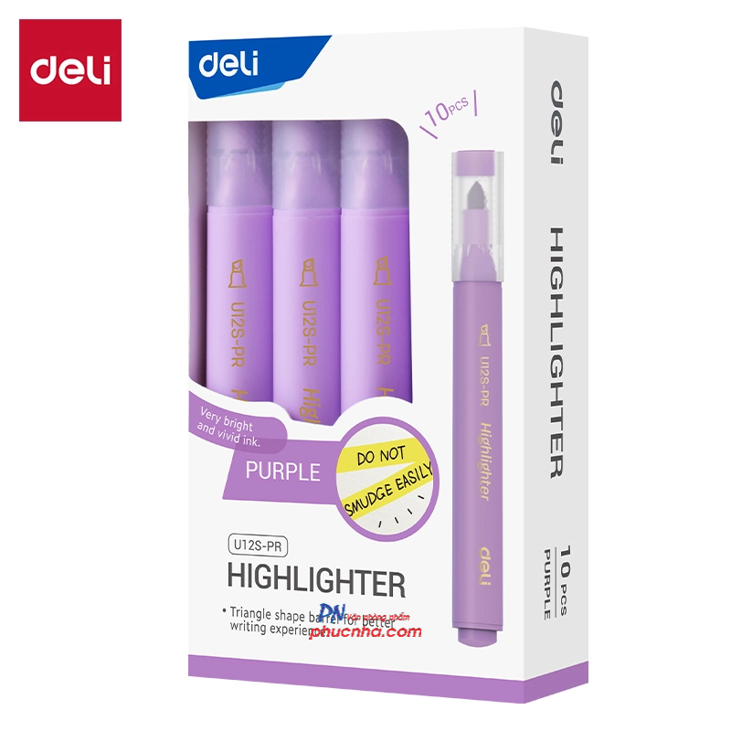 Bút dạ quang Deli U12S 1-5mm, 1 đầu (10) - Vàng/ Cam/ Hồng/ Lá/ Biển/ Tím