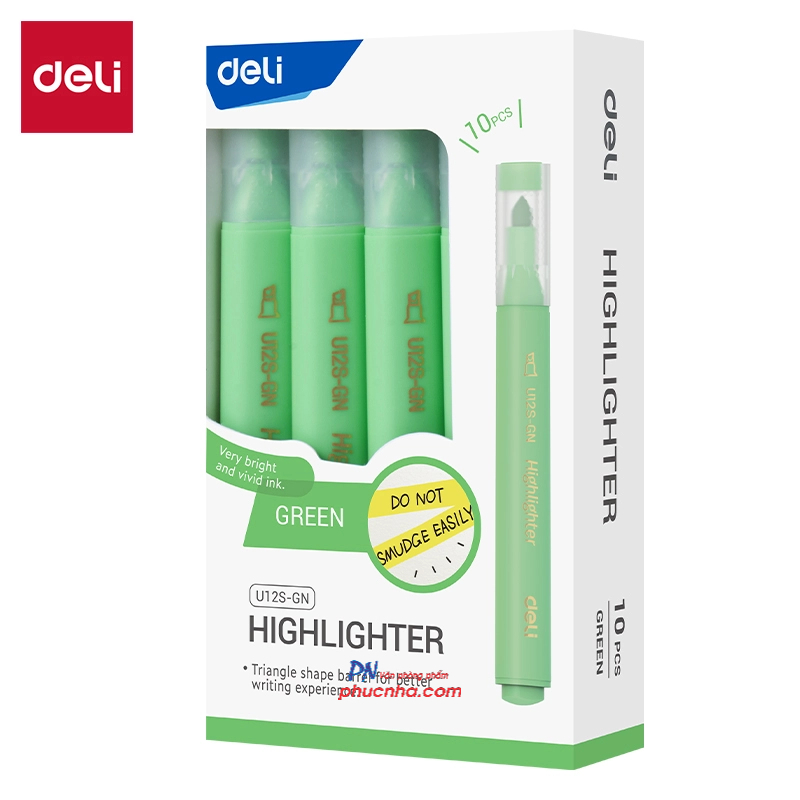 Bút dạ quang Deli U12S 1-5mm, 1 đầu (10) - Vàng/ Cam/ Hồng/ Lá/ Biển/ Tím