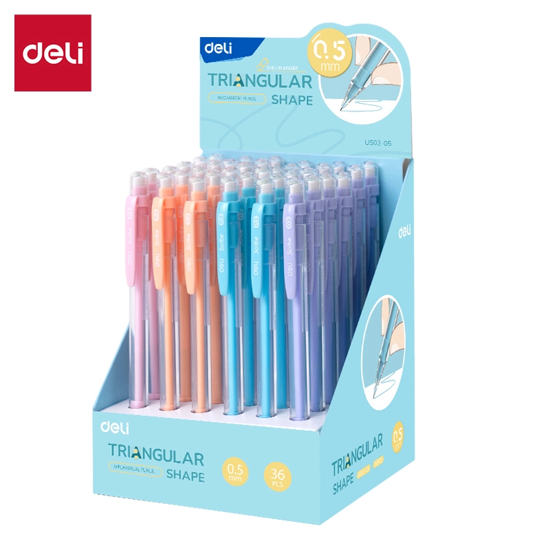 Bút chì bấm Deli U502 0,7mm (hộp 36 cây mix màu)