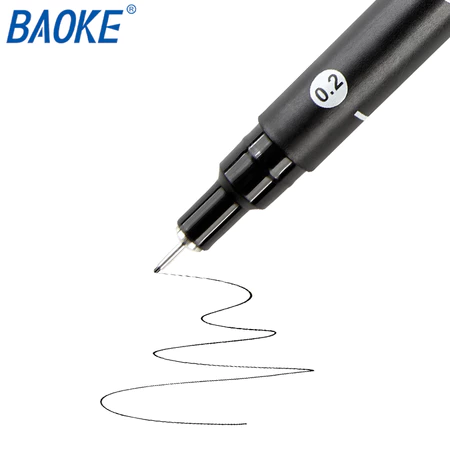 Bút vẽ kỹ thuật Baoke mực đen bút đi line, nét BK-300 0.1mm, BK-400 0.2mm, BK-500 0.3mm, BK-900 0.4mm(12)