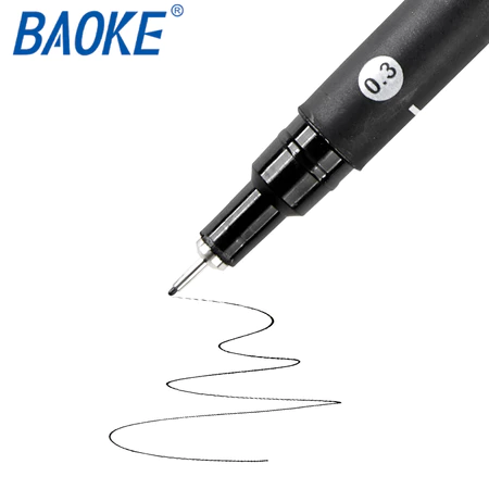 Bút vẽ kỹ thuật Baoke mực đen bút đi line, nét BK-300 0.1mm, BK-400 0.2mm, BK-500 0.3mm, BK-900 0.4mm(12)