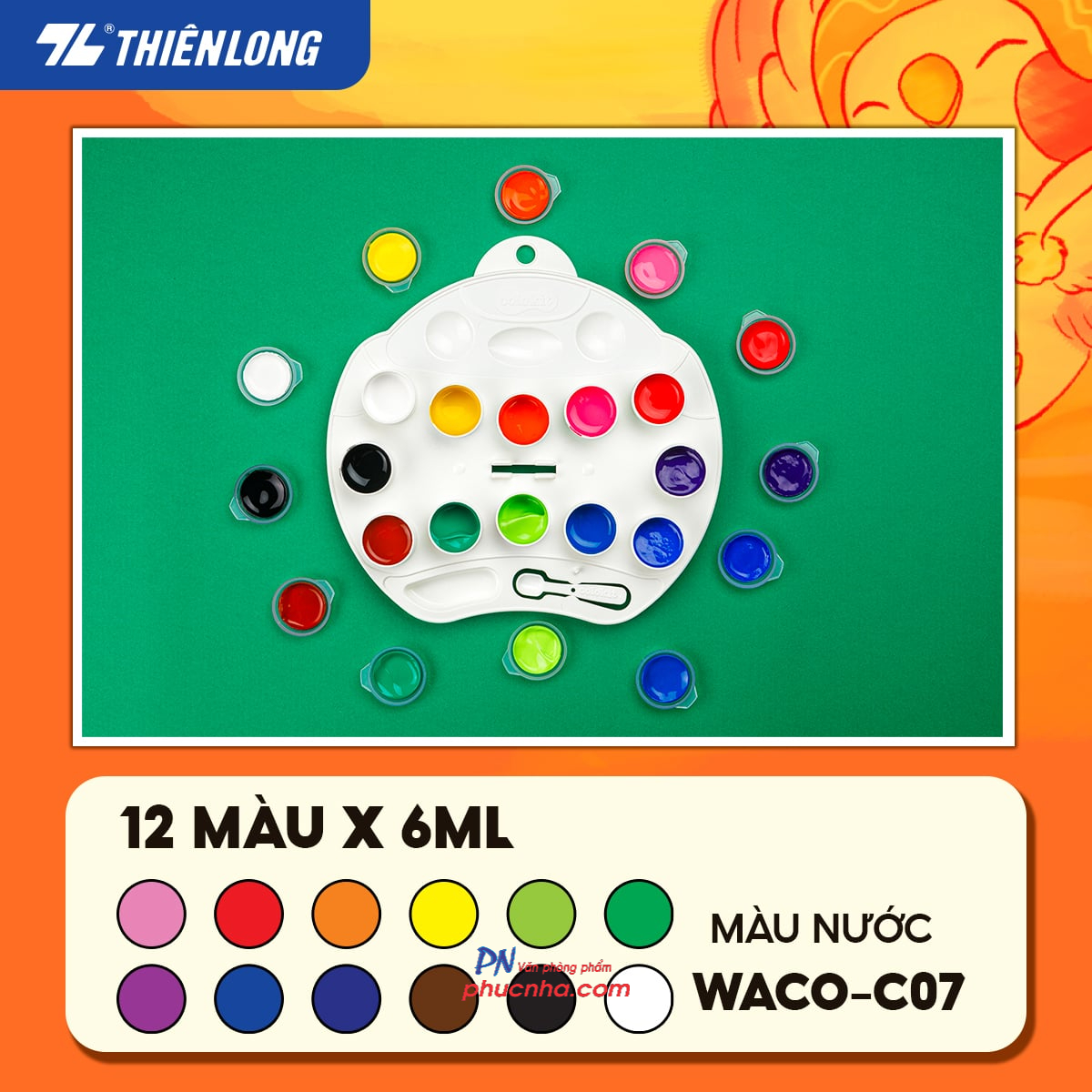 Màu nước Thiên Long Colokit WACO-C07 vỉ 12 lọ x 6ml (60)