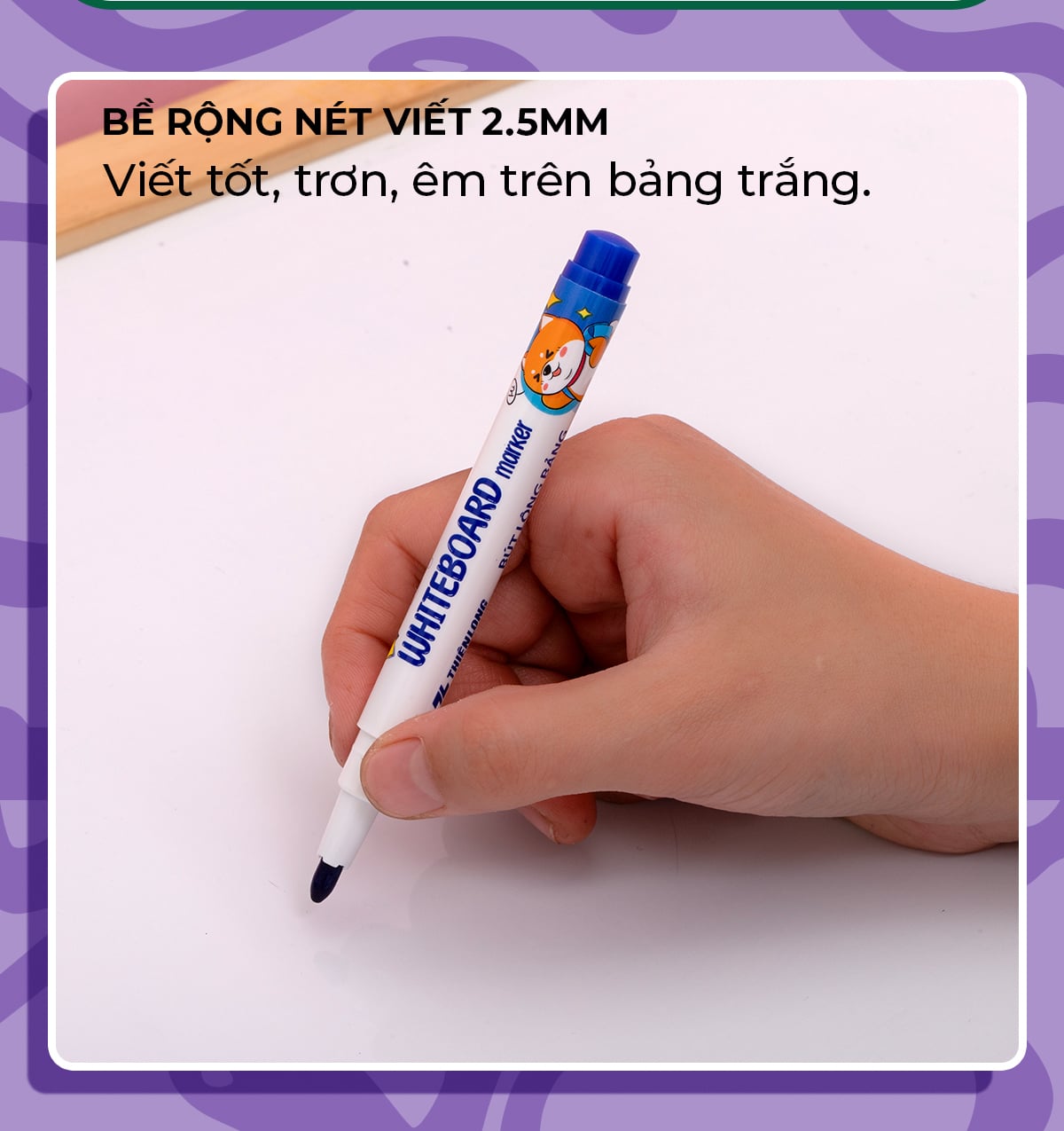 Bút lông bảng Thiên Long WB-02 cây nhỏ nét 1.1mm, mực xanh (20)