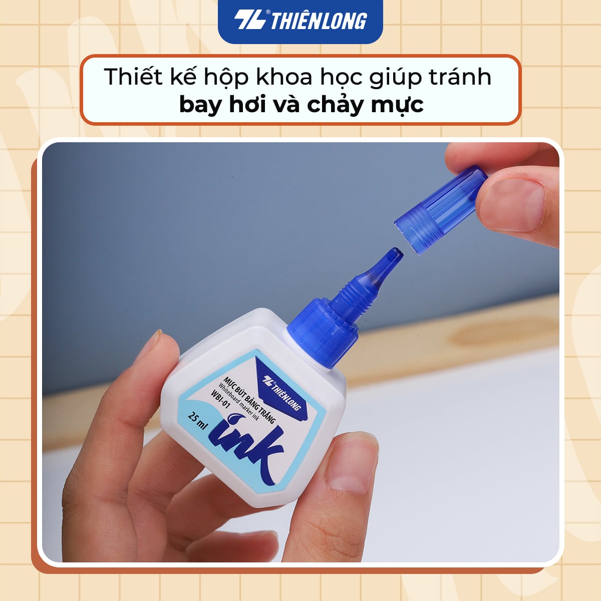 Mực bút lông bảng Thiên Long WBI-01 25ml (6/144) - Mực xanh/ đỏ/ đen