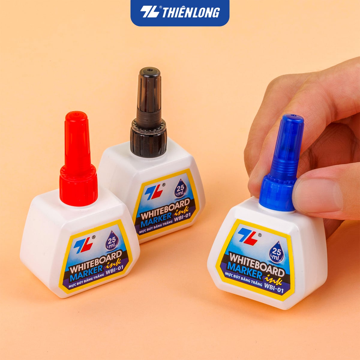 Mực bút lông bảng Thiên Long WBI-01 25ml (6/144) - Mực xanh/ đỏ/ đen