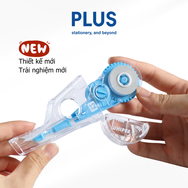 Băng xóa kéo Plus WH-105T V+ 5mmx12m (10/100) thế hệ mới – Dễ thay ruột, thiết kế công thái học