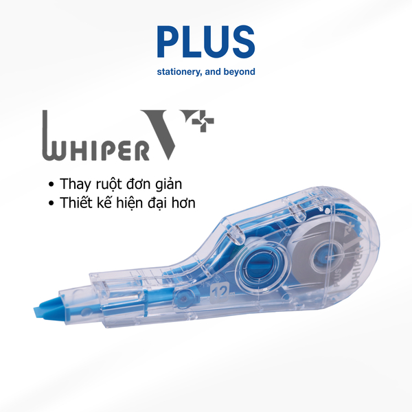 Băng xóa kéo Plus WH-105T V+ 5mmx12m (10/100) thế hệ mới – Dễ thay ruột, thiết kế công thái học