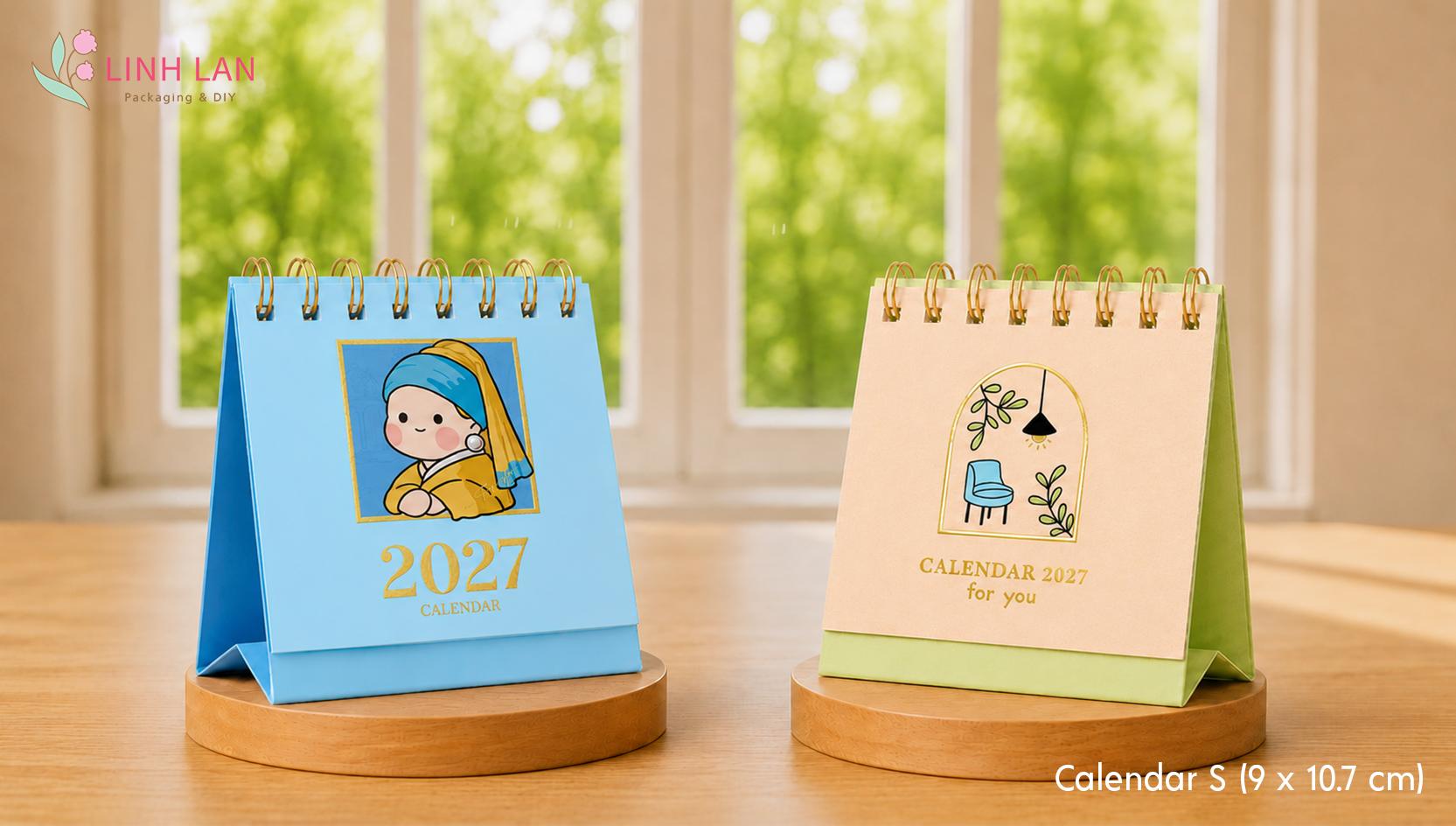 Lịch để bàn Decor Calendar S 2027 Đinh Mùi lò xo chữ A đứng 9x10.7cm life message kèm sticker (2 mẫu)