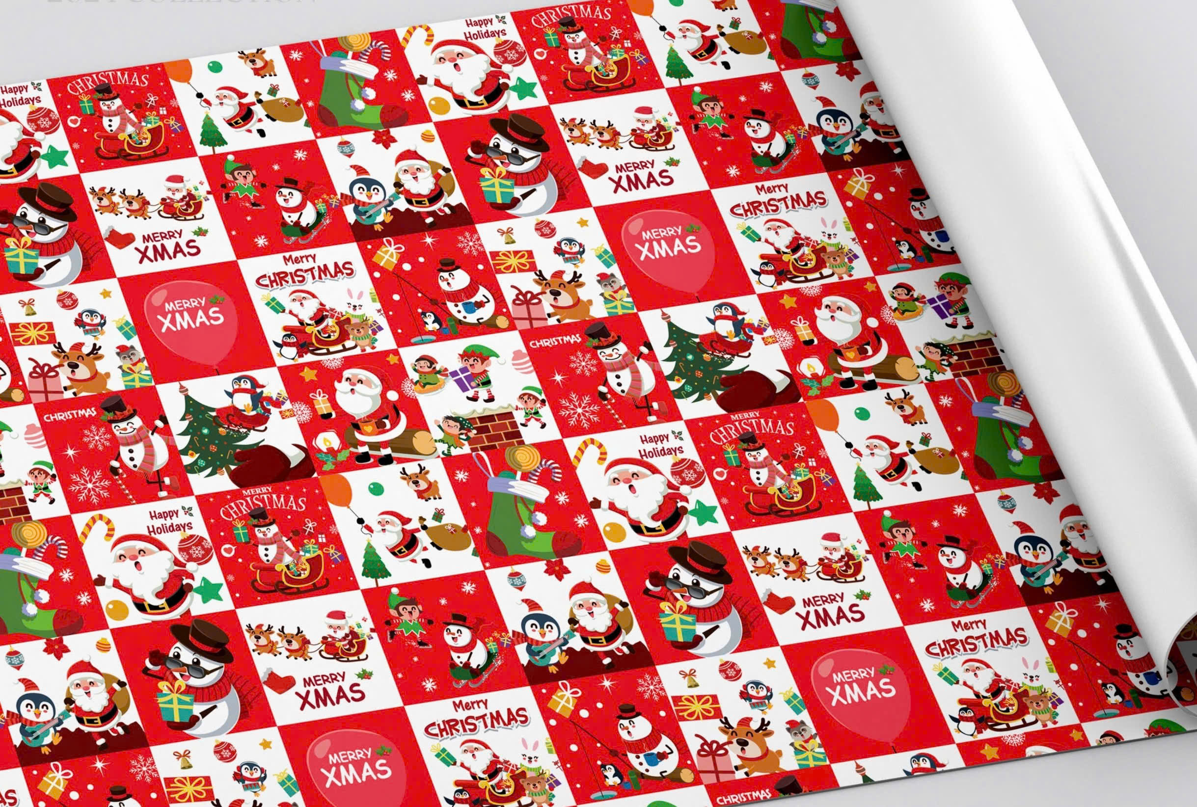 Giấy gói quà Noel, Tết giấy láng (50t/x), giấy kraft 1 mặt (45t/x)