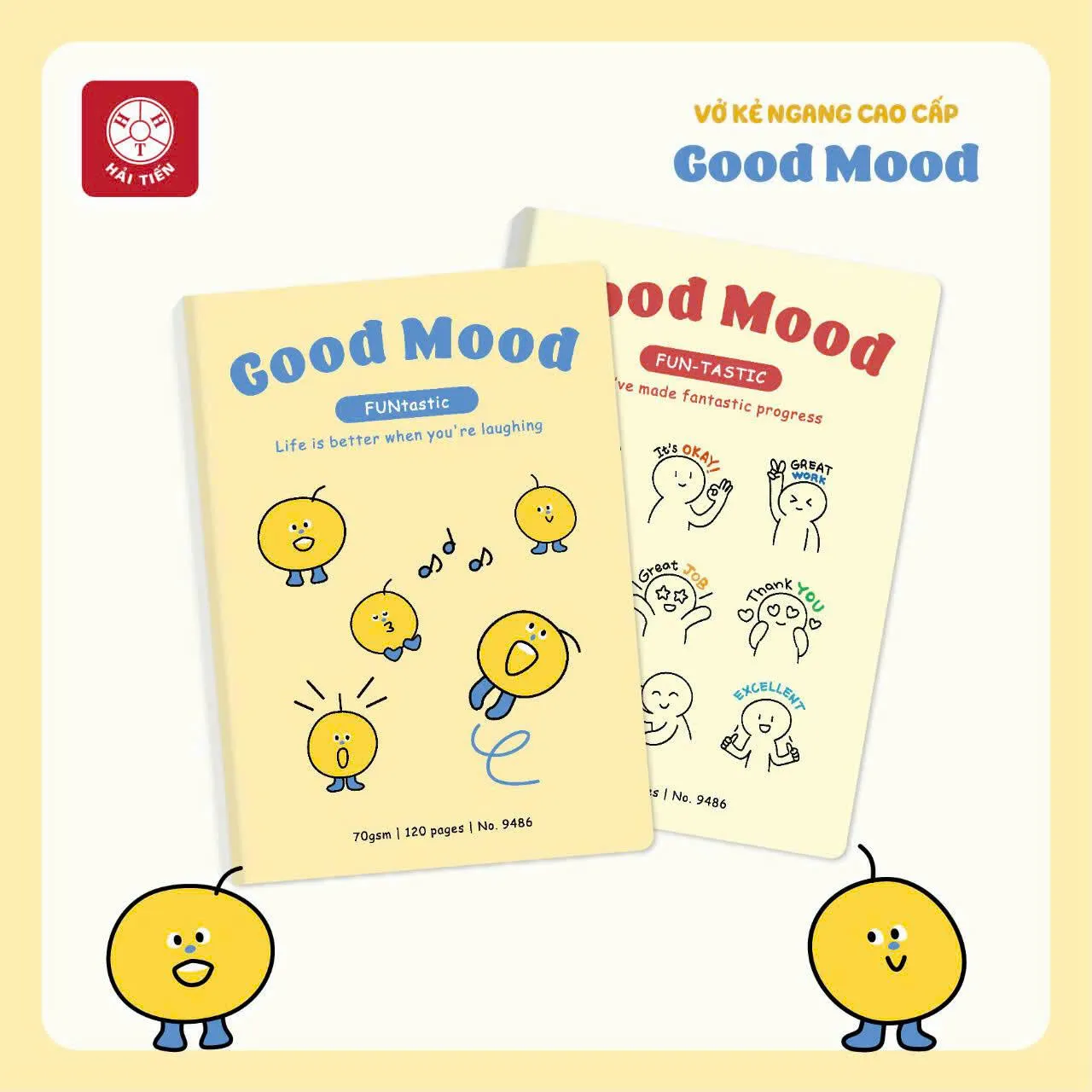 Tập SV Hải Tiến Good Mood No.9493 70gsm 200tr, giấy ngà vàng, kẻ ngang (3/60)