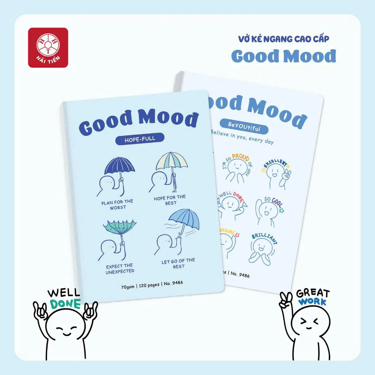 Tập SV Hải Tiến Good Mood No.9493 70gsm 200tr, giấy ngà vàng, kẻ ngang (3/60)