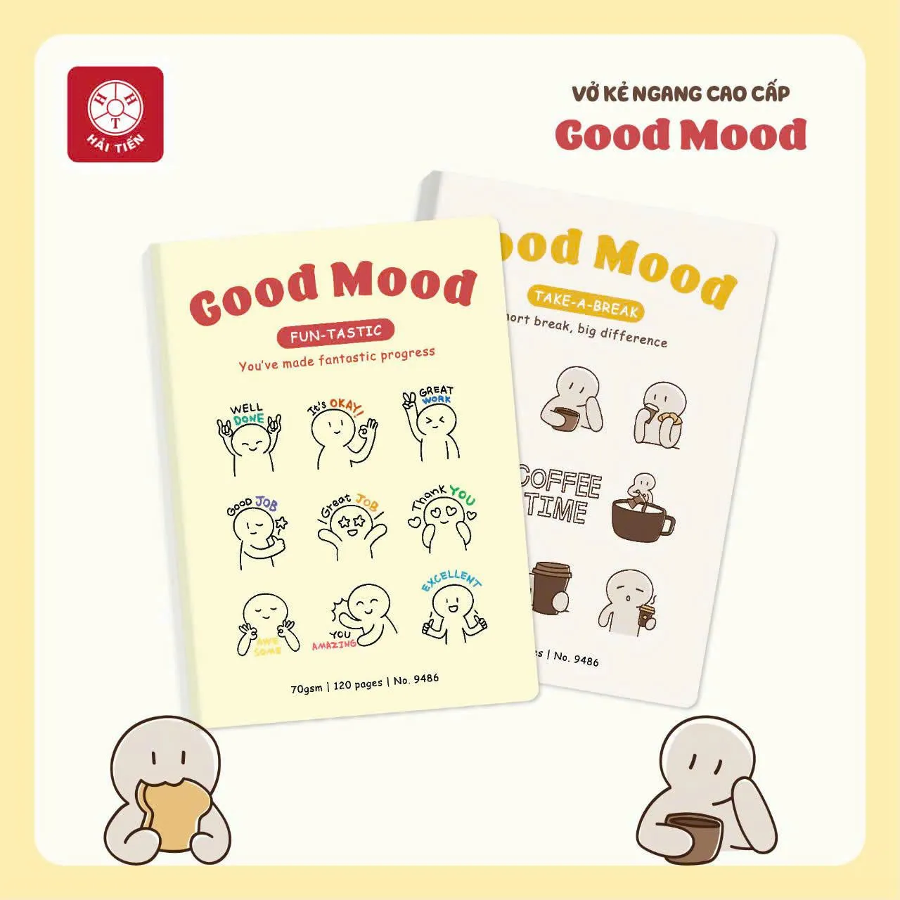 Tập SV Hải Tiến Good Mood No.9493 70gsm 200tr, giấy ngà vàng, kẻ ngang (3/60)