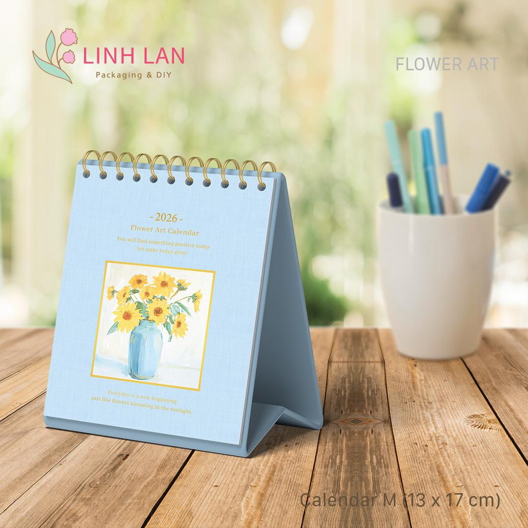 Lịch để bàn Linh Lan Décor 2026 lò xo chữ A - size M 13x17cm (1 mẫu)