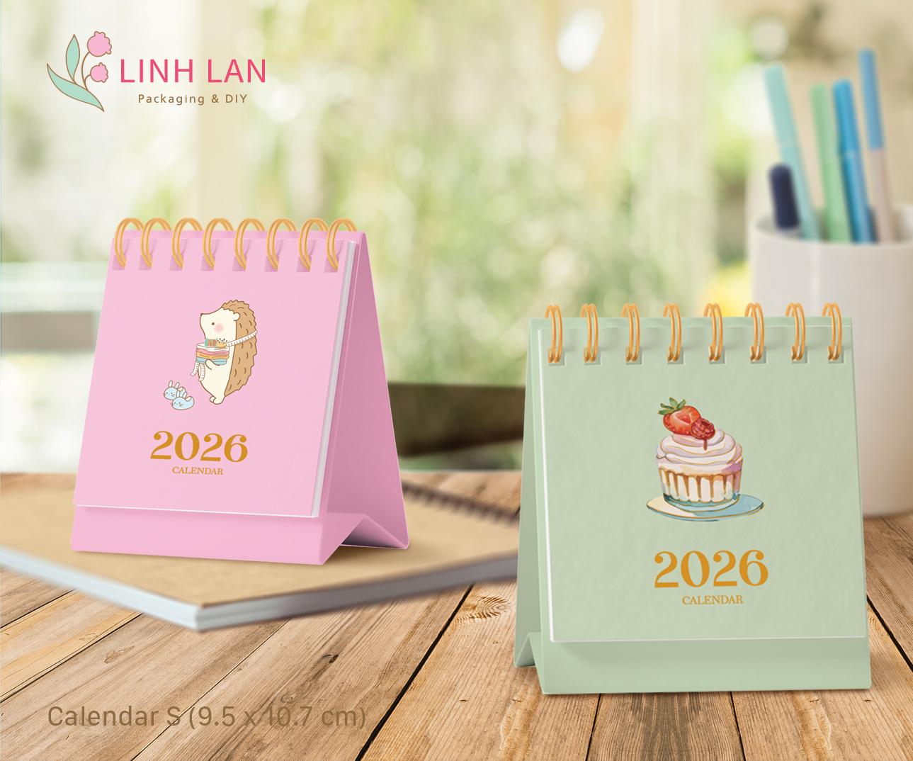 Lịch để bàn Linh Lan Décor 2026 lò xo chữ A - size S 9x10.7cm (2 màu)