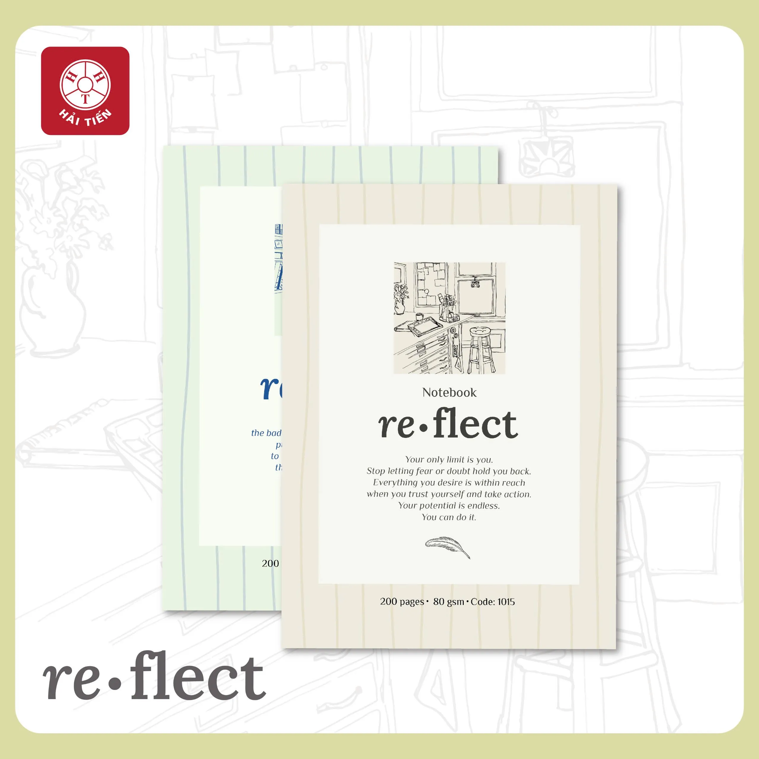 Tập Hải Tiến 1008 RE-FLECT 200 trang sinh viên B5 80gsm 4 ly ngang  (5/50)