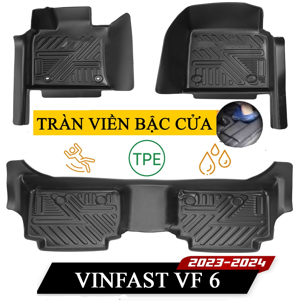 Thảm lót sàn ô tô VINFAST VF6 bằng nhựa nguyên sinh TPE tràn viền bậc cửa an toàn cao cấp