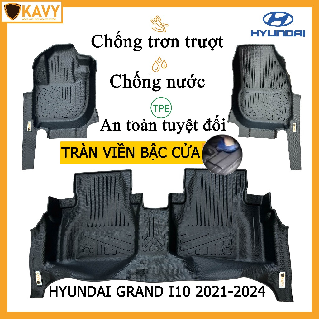 Thảm lót sàn ô tô Hyundai Grand I10 chất liệu TPE nguyên khối chống thấm nước, chơn trượt
