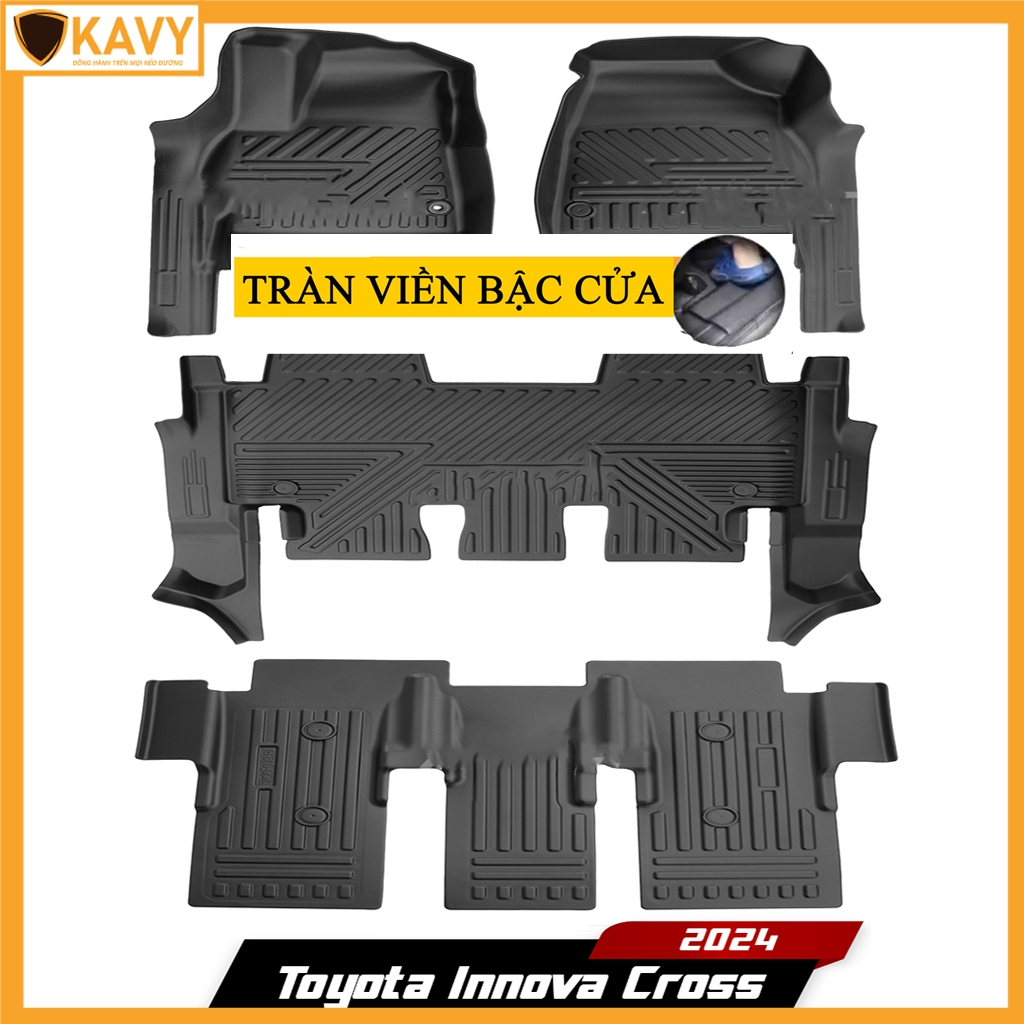 Thảm lót sàn ô tô Toyota Innova Cross 2023-2024 đúc nguyên khối TPE tràn viền bậc cửa cao cấp
