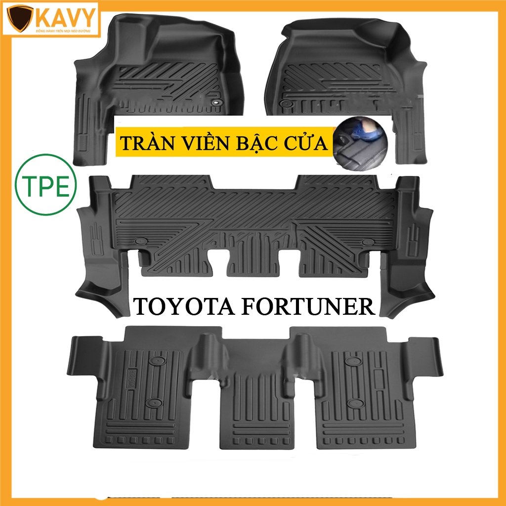 Thảm lót sàn ô tô Toyota Fortuner 2017-2024 đúc nguyên khối TPE tràn viền cửa không mùi, cao cấp