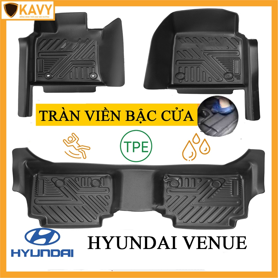 Thảm lót sàn ô tô Hyundai Venue chất liệu TPE đúc nguyên khối tràn viền cửa chống nước cao cấp