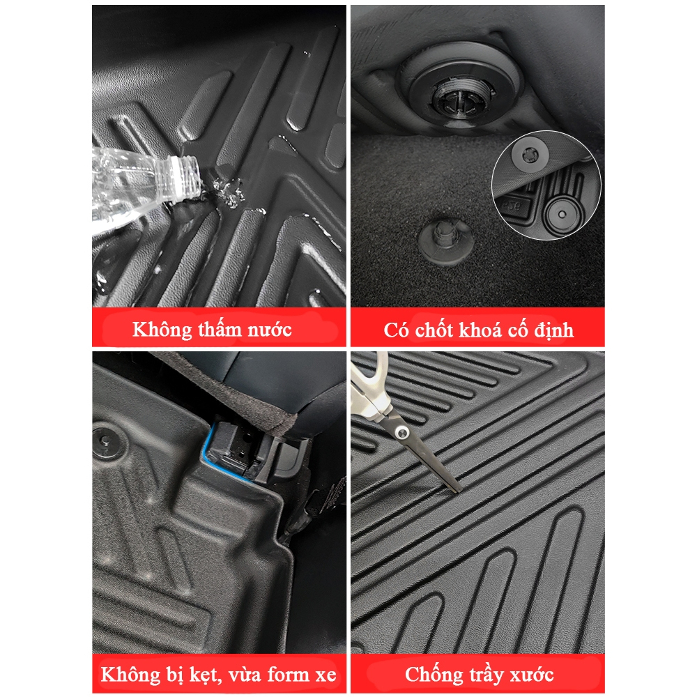 Thảm lót sàn ô tô Hyundai Santafe 2019-2024 chất liệu TPE cao cấp, chống trơn trượt, chống nước