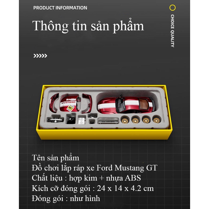 Đồ chơi lắp ráp xe mô hình Ford Mustang GT 2018  KAVY bằng hợp kim nguyên khối chạy cót