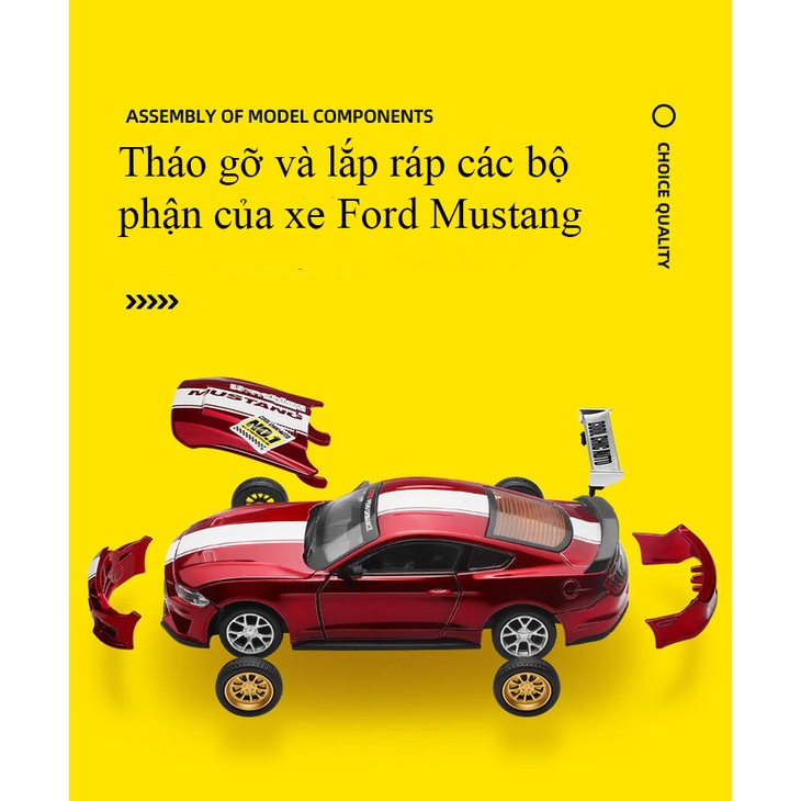 Đồ chơi lắp ráp xe mô hình Ford Mustang GT 2018  KAVY bằng hợp kim nguyên khối chạy cót