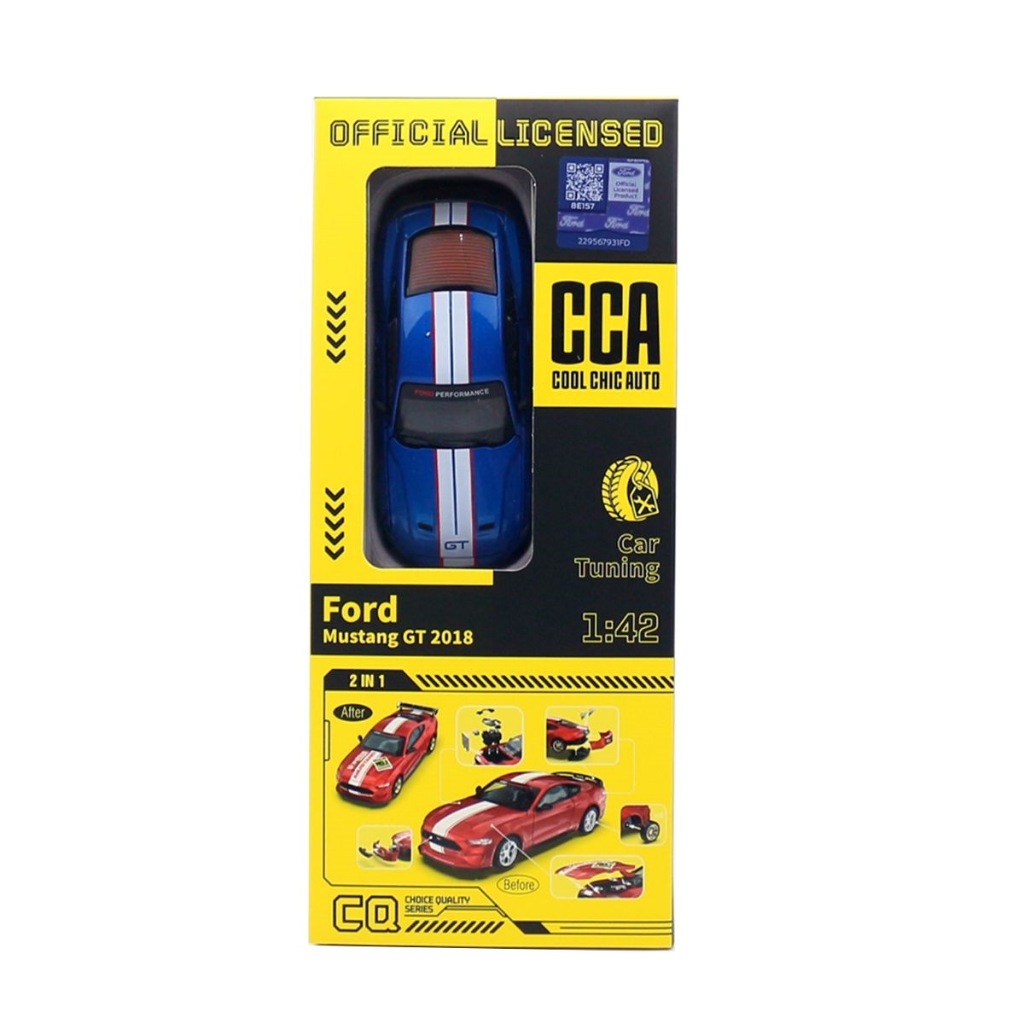 Đồ chơi lắp ráp xe mô hình Ford Mustang GT 2018  KAVY bằng hợp kim nguyên khối chạy cót