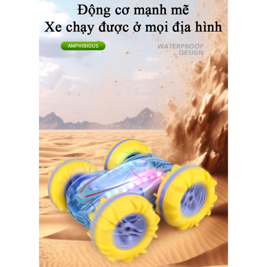 Đồ chơi xe điều khiển từ xa đi được dưới nước KAVY có đèn LED nhiều màu tần số 2.4 Ghz với 2 điều khiển kép
