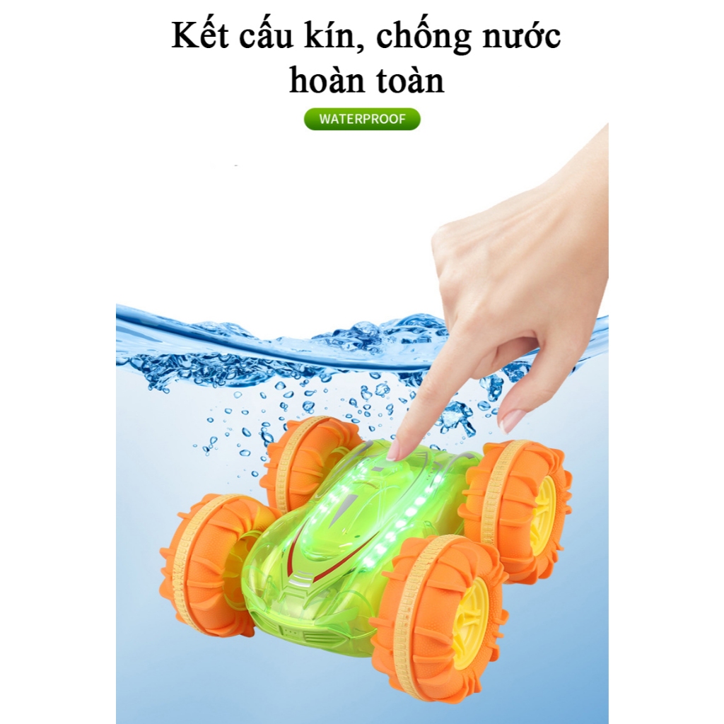 Đồ chơi xe điều khiển từ xa đi được dưới nước KAVY có đèn LED nhiều màu tần số 2.4 Ghz với 2 điều khiển kép
