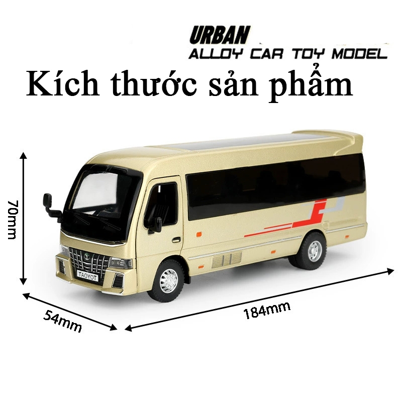 Mô hình xe bus Toyota Coaster KAVY tỉ lệ 1:32 có đèn và âm thanh bằng hợp kim chạy cót