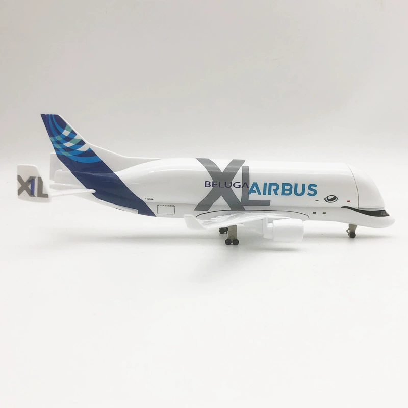 Mô hình máy bay vận tải Airbus Beluga XL cá voi trắng KAVY bằng hợp kim kèm chân đế bánh xe