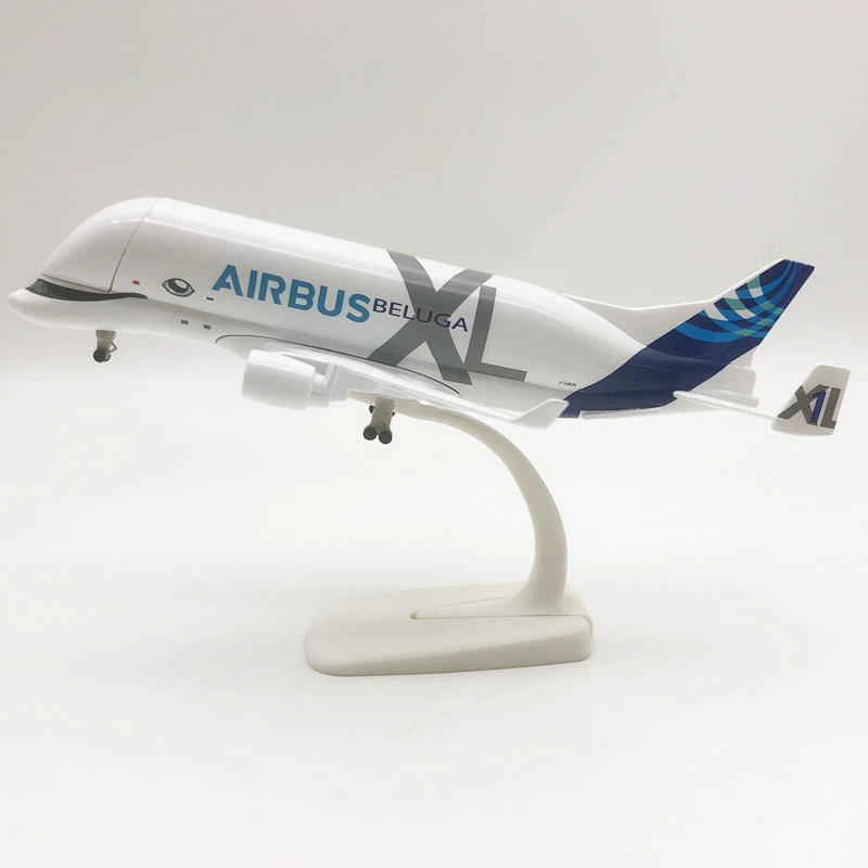 Mô hình máy bay vận tải Airbus Beluga XL cá voi trắng KAVY bằng hợp kim kèm chân đế bánh xe