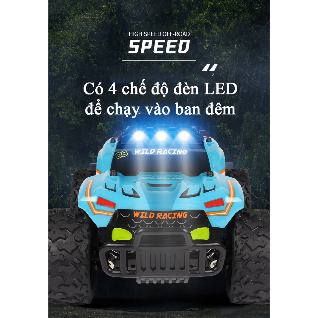 Đồ chơi xe địa hình điều khiển từ xa điều tốc KAVY bằng hợp kim có 4 màu đèn LED tần số 2.4 G tỷ lệ 1:16