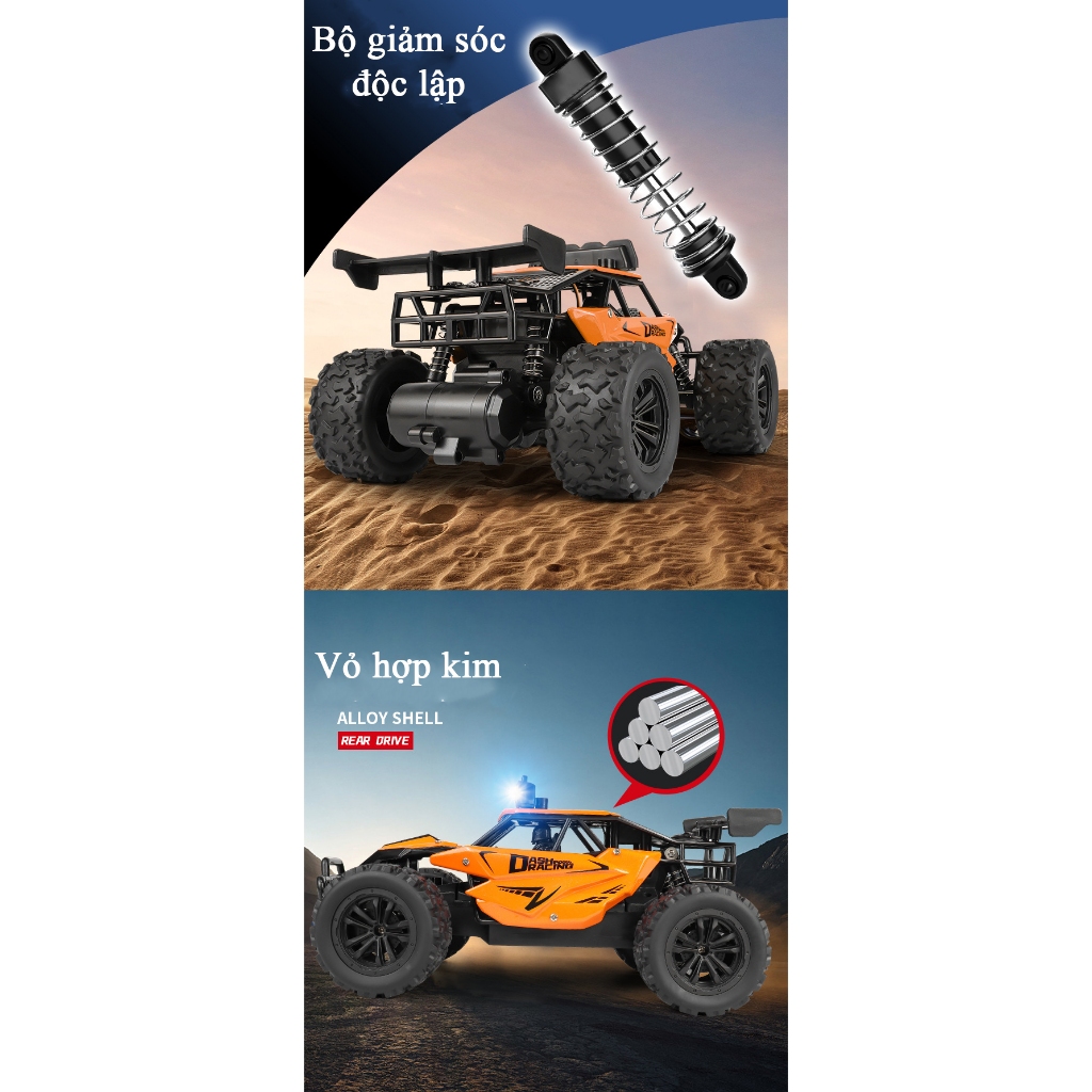 Đồ chơi xe địa hình điều khiển từ xa điều tốc KAVY bằng hợp kim có 4 màu đèn LED tần số 2.4 G tỷ lệ 1:16