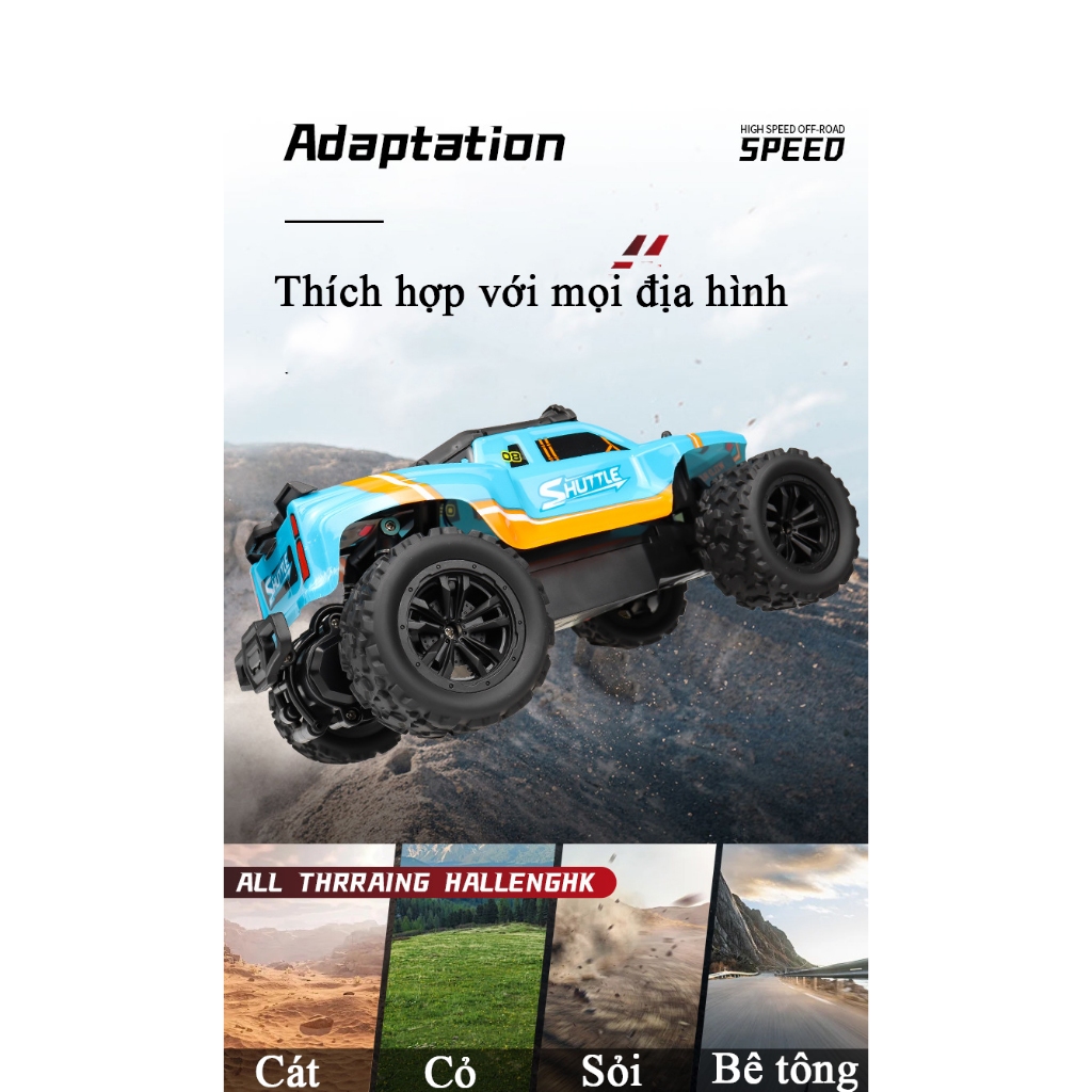 Đồ chơi xe địa hình điều khiển từ xa điều tốc KAVY bằng hợp kim có 4 màu đèn LED tần số 2.4 G tỷ lệ 1:16