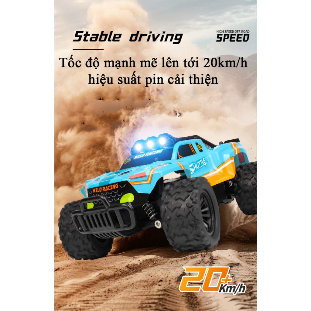 Đồ chơi xe địa hình điều khiển từ xa điều tốc KAVY bằng hợp kim có 4 màu đèn LED tần số 2.4 G tỷ lệ 1:16