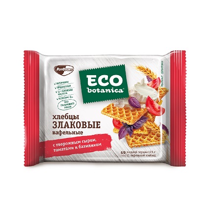 Bánh mì wafer Eco-botanica với phô mai sữa đông, cà chua và húng quế, 75 gr.