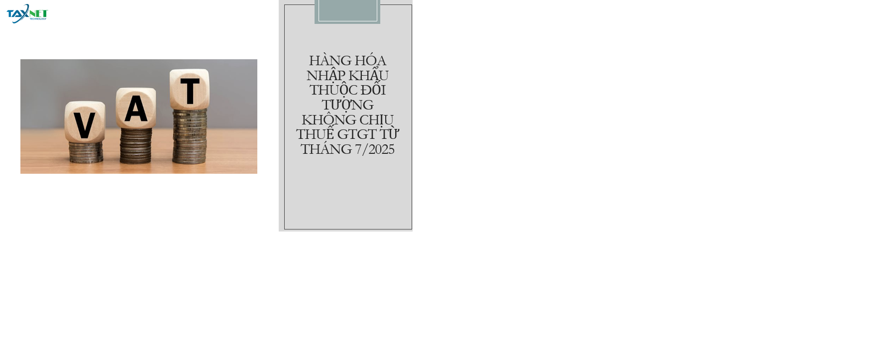 Hàng Hóa Nhập Khẩu Thuộc Đối Tượng Không Chịu Thuế GTGT Từ 07/2025