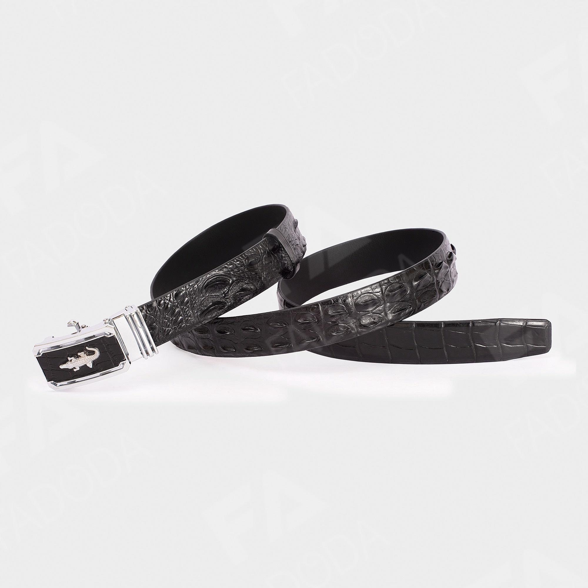 Thắt lưng da cá sấu thật dây ghép bản nhỏ 3,5 cm màu đen CB02GD