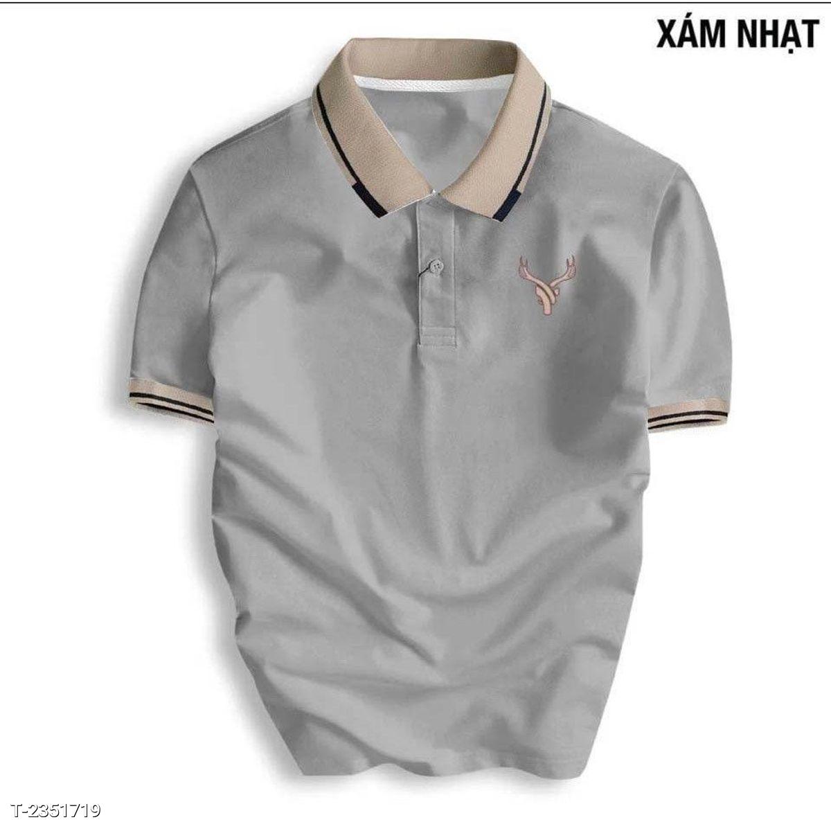 Áo thun polo cổ bẻ thêu logo sừng hươu vải thun cotton co giãn 4 chiều cực sang trọng