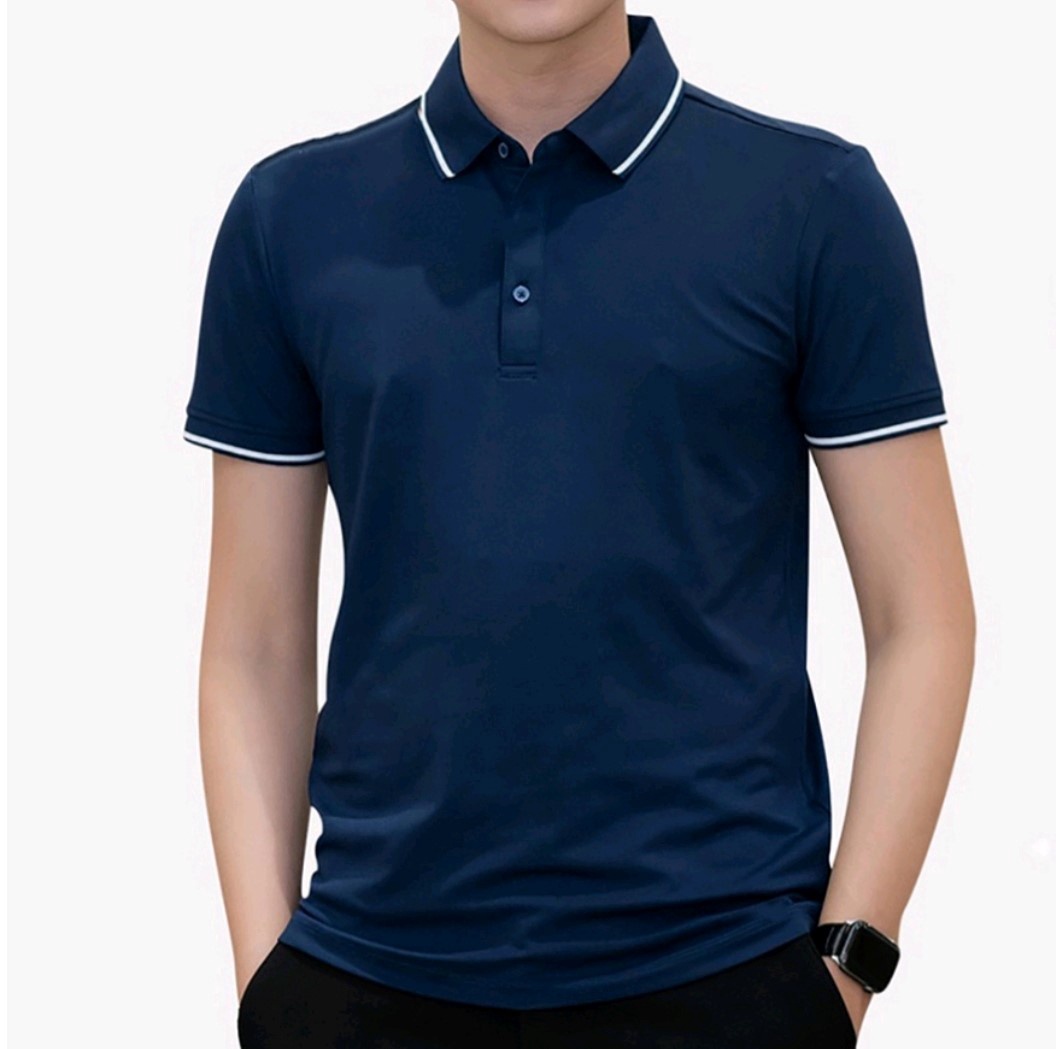 Áo thun polo phối viền cổ viền tay