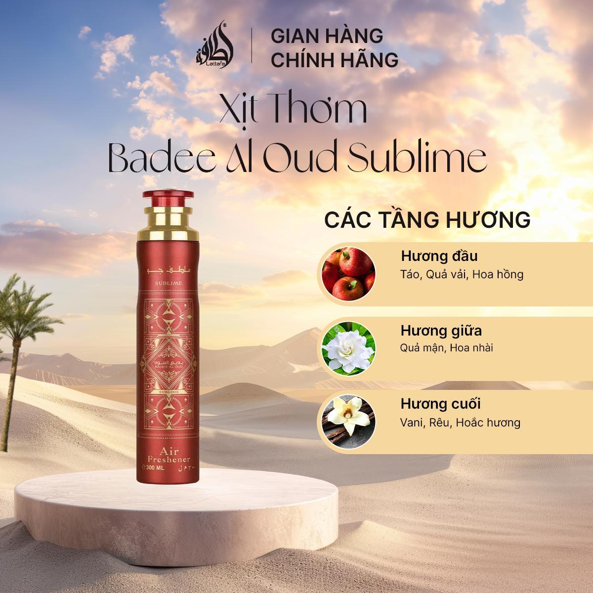 Lattafa xịt thơm phòng Badee Al Oud Sublime