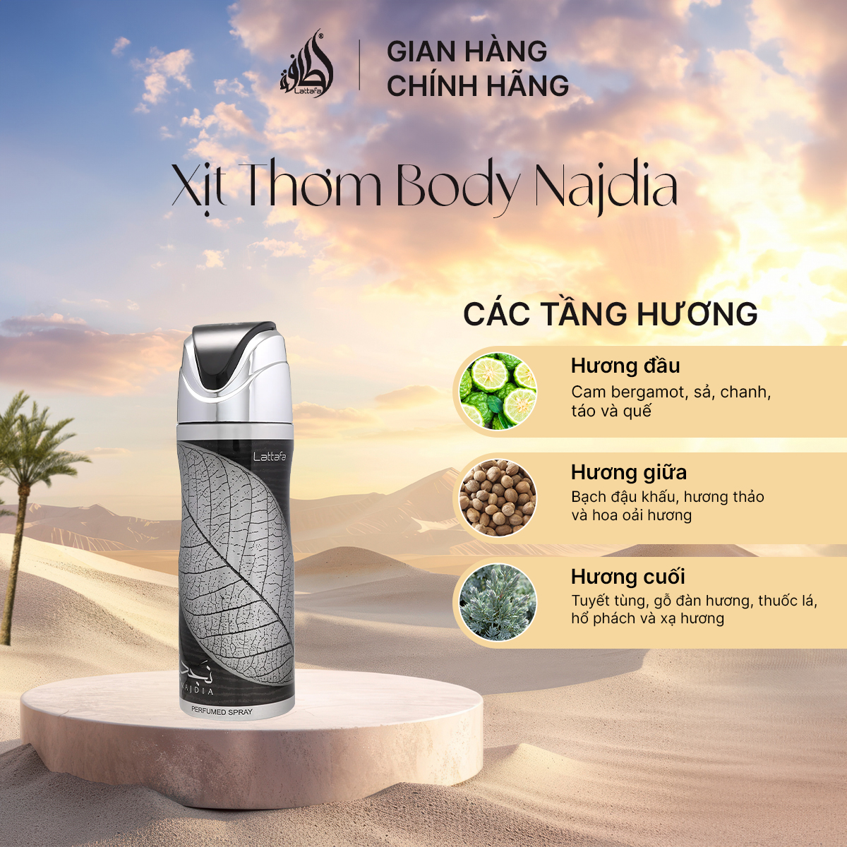 Lattafa xịt khử mùi toàn thân Najdia