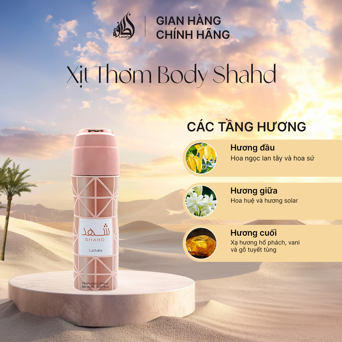 Lattafa xịt khử mùi toàn thân Shahd